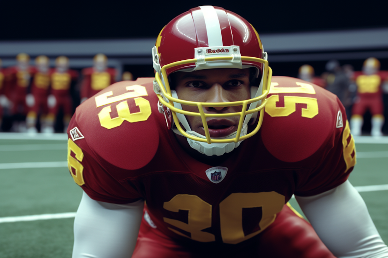 Digital Render of Intense Football Athlete #30