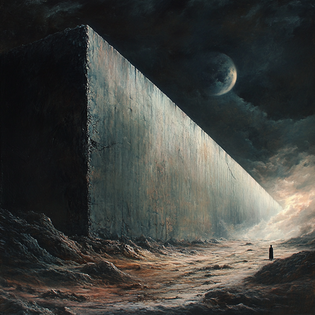 Monumental Wall and Solitary Figure