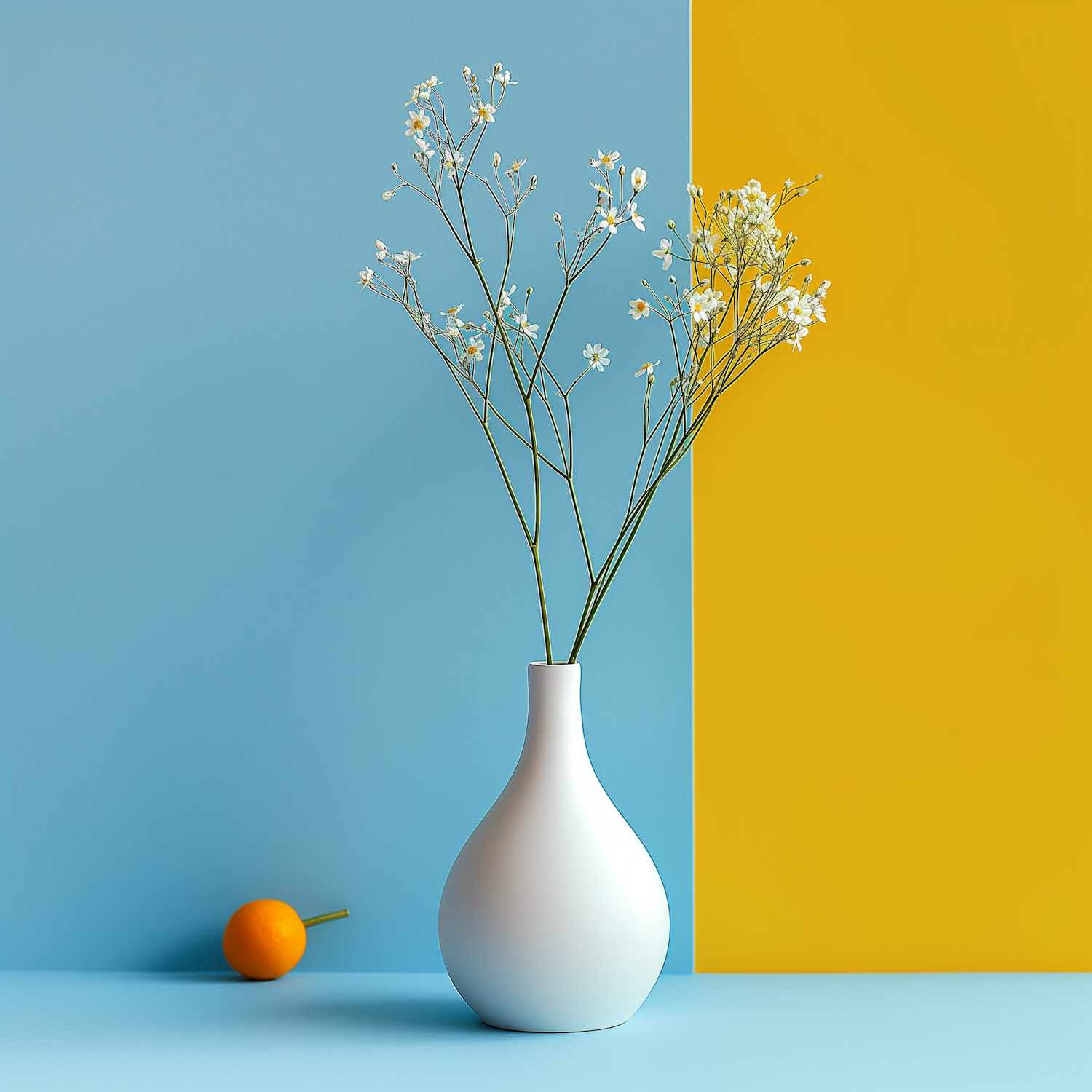 Elegant White Vase with Flowers