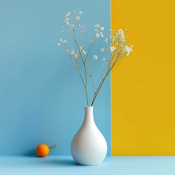 Elegant White Vase with Flowers