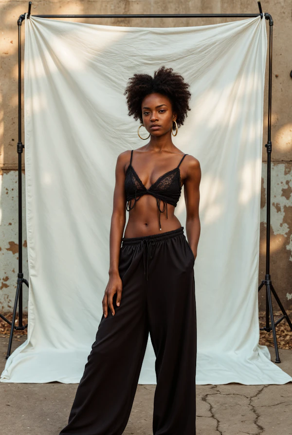 Woman in Black Outfit