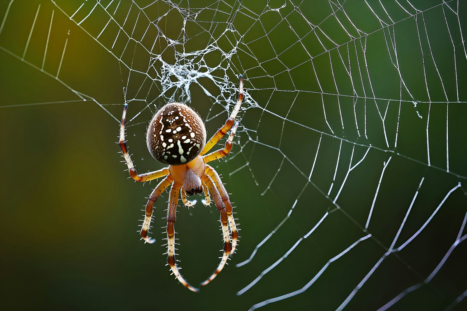 Vivid Orange and Brown Spider on Web