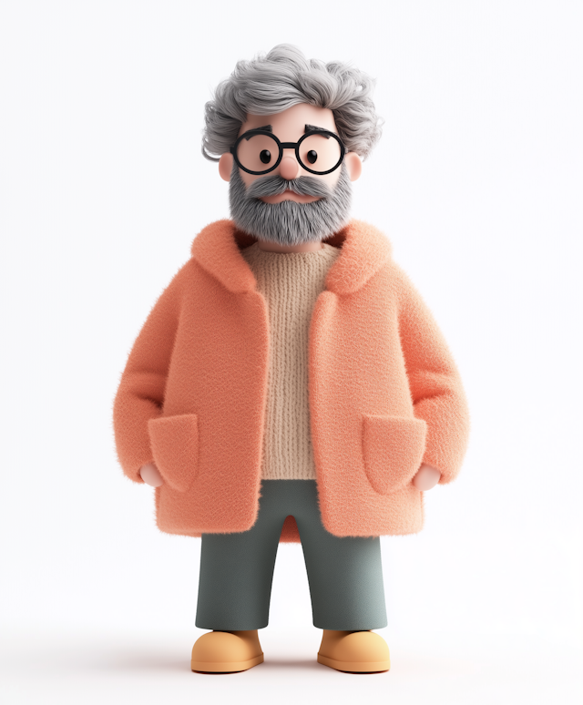 Stylized Elderly Male 3D Illustration