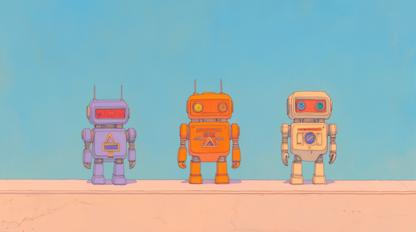 Cartoonish Robots on Pastel Background