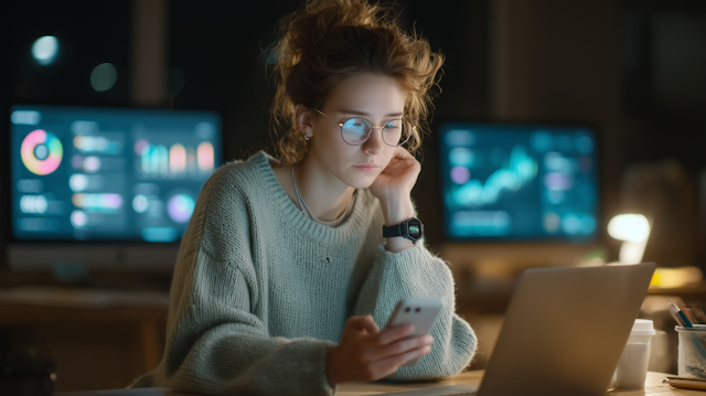 Focused Woman at Desk