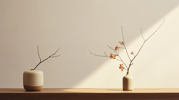 Minimalist Ceramic Vases with Twigs
