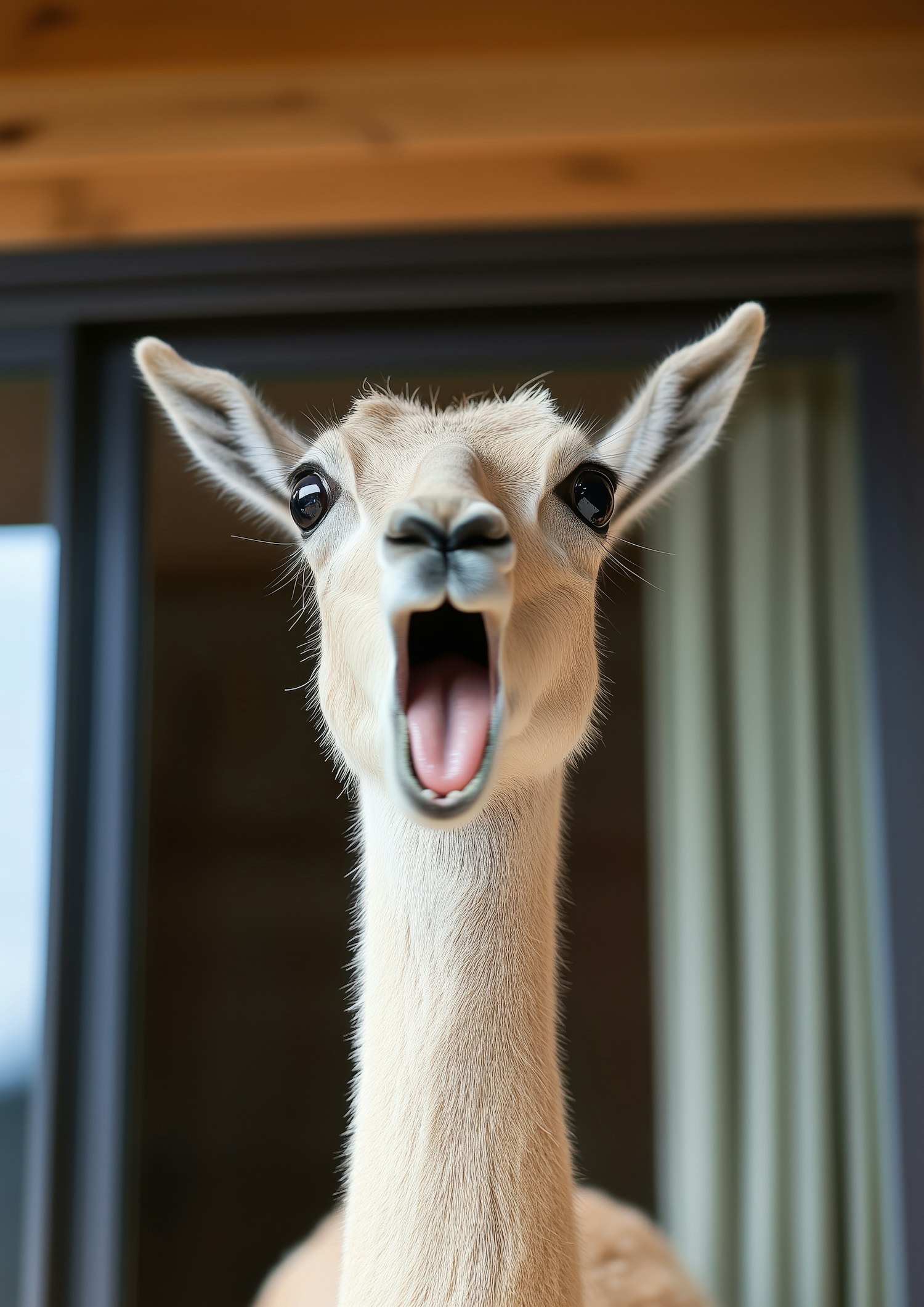 Close-up of a Playful Llama