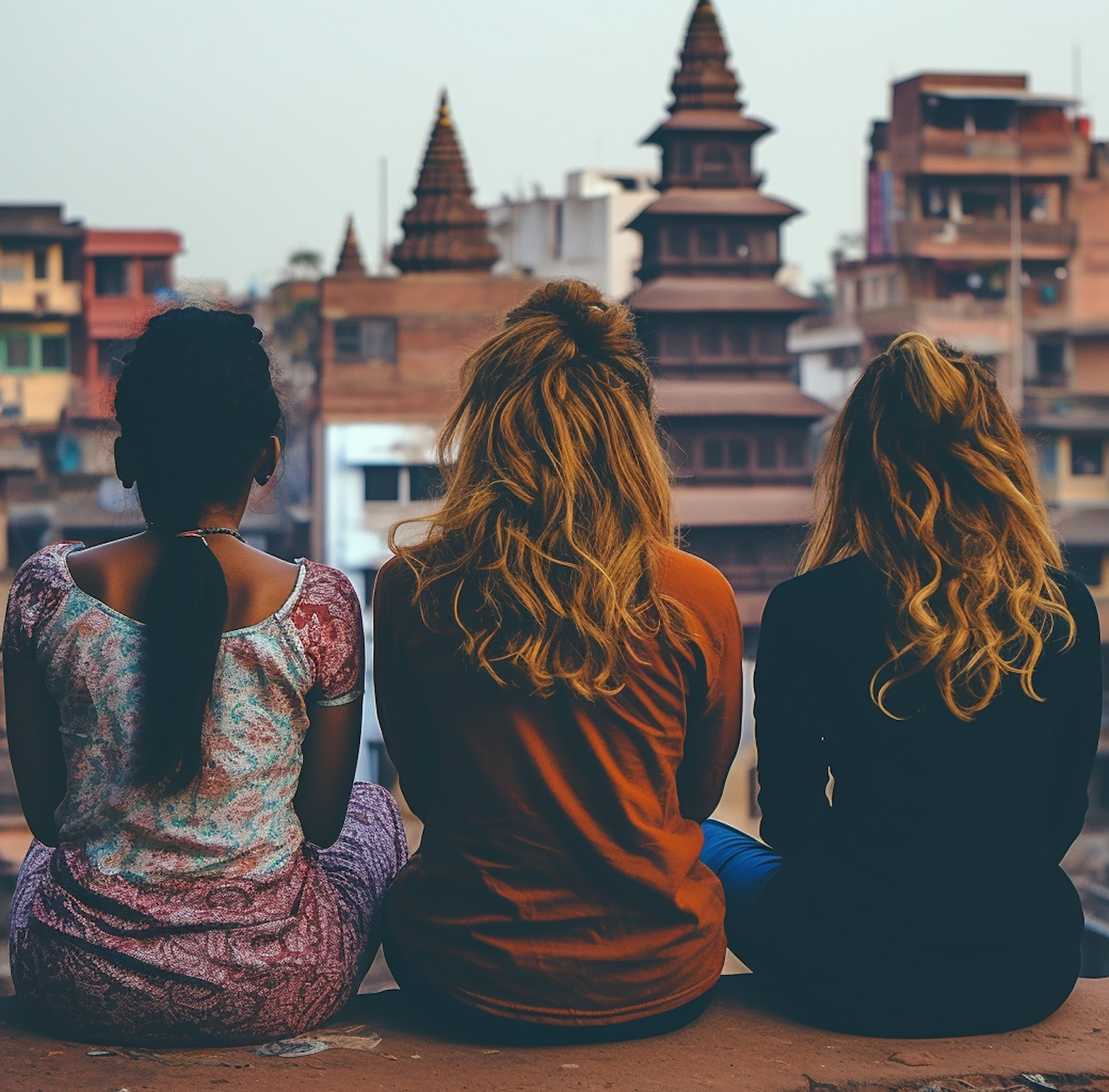 Three Friends Contemplating Sunset