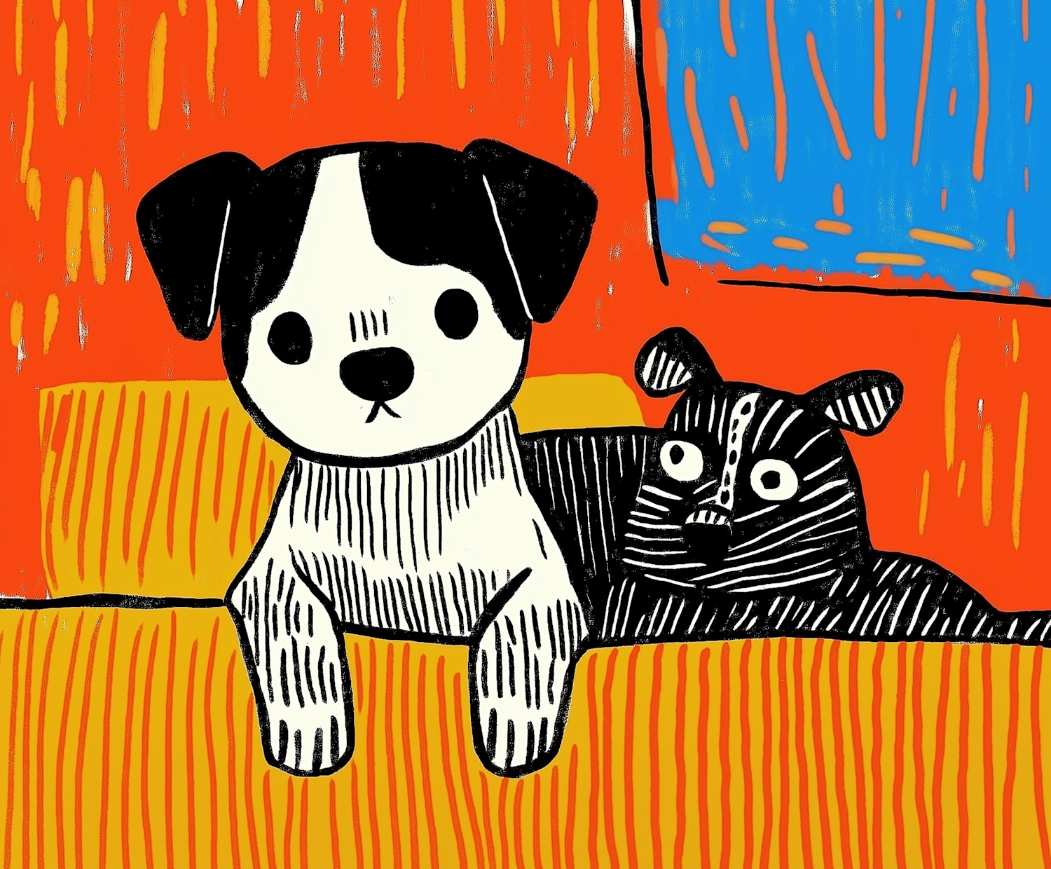 Stylized Dog and Cat Illustration