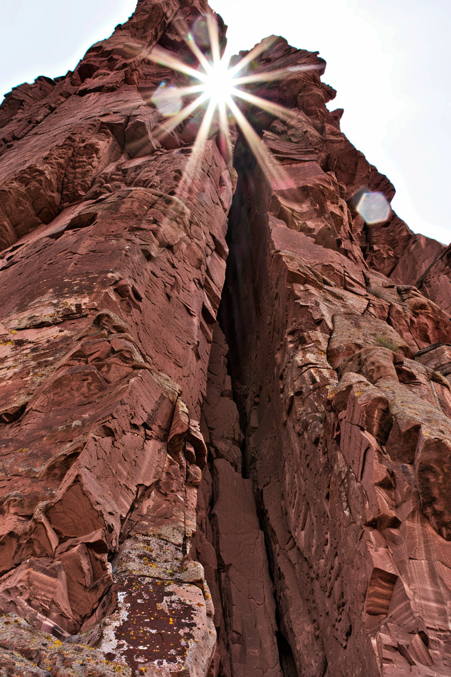 Dramatic Rock Formation with Sunburst