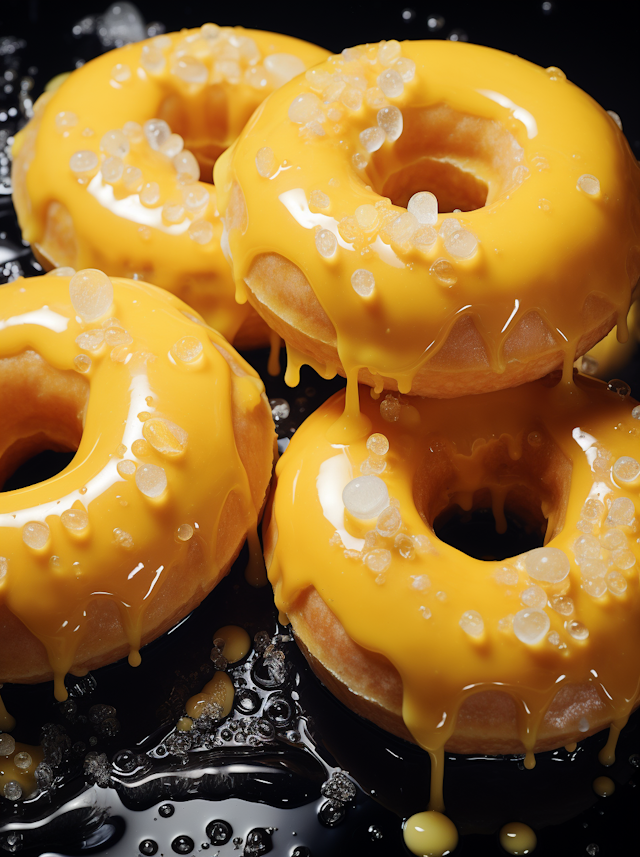 Glossy Lemon Yellow Sugared Doughnuts