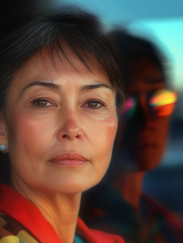 Contemplative Woman with Reflection