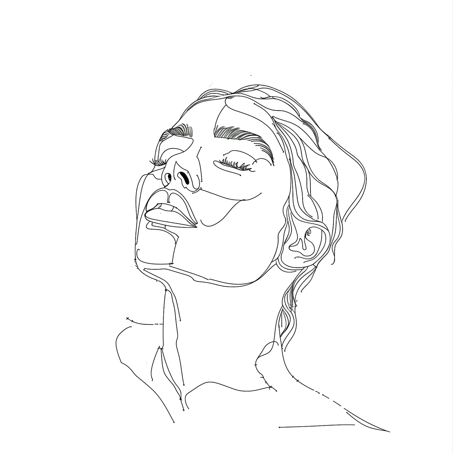 Minimalist Line Drawing of a Human Face