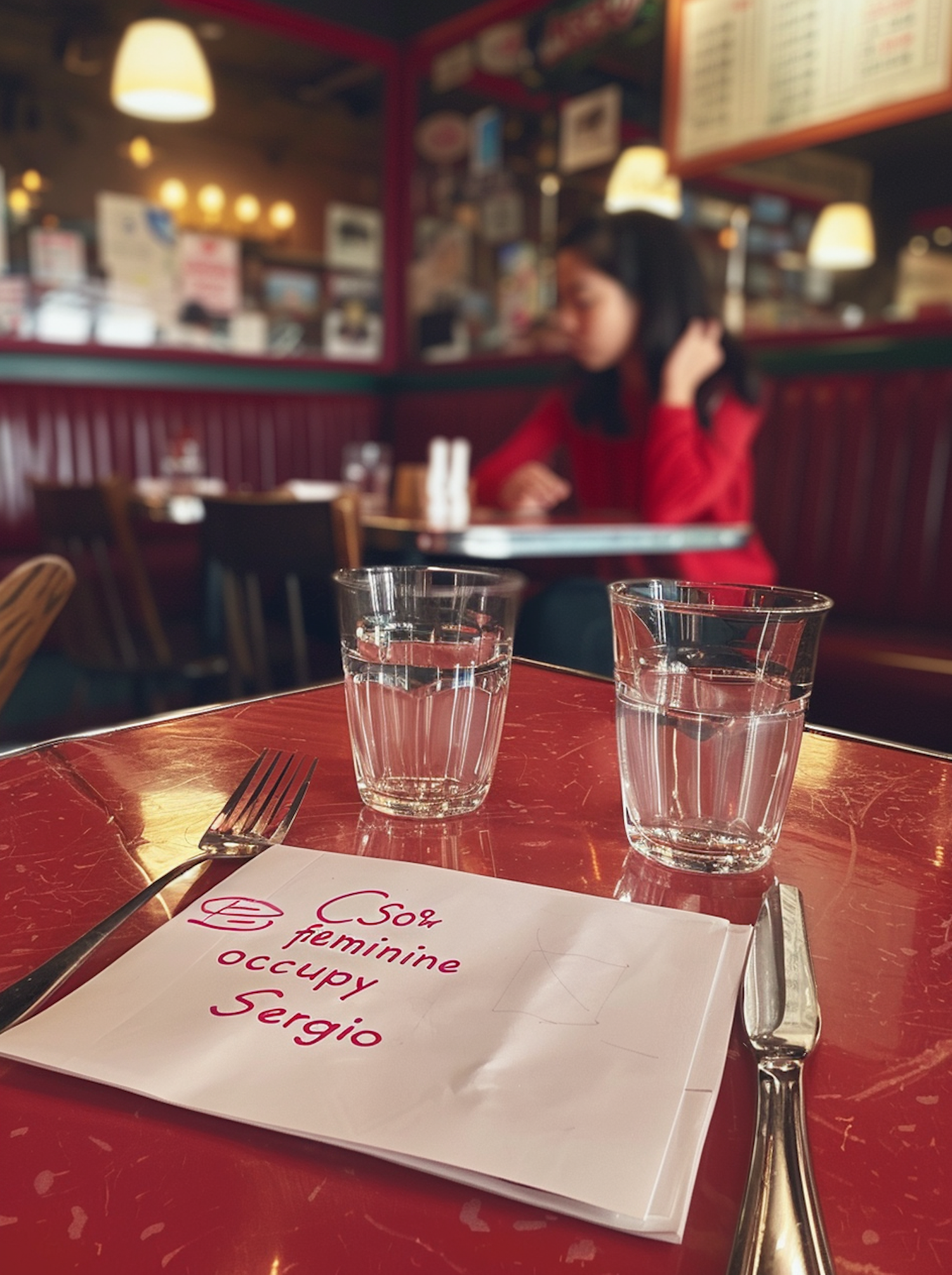 Cozy Diner Setting with Solitary Woman