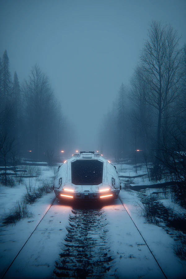 Futuristic Vehicle in Snow