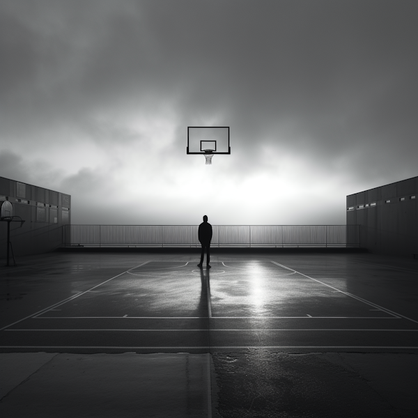 Contemplation at Dawn: Solitude on the Misty Court