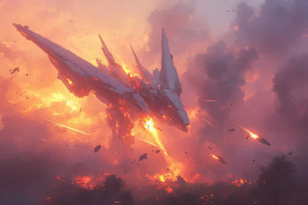 Futuristic Spacecraft Descent
