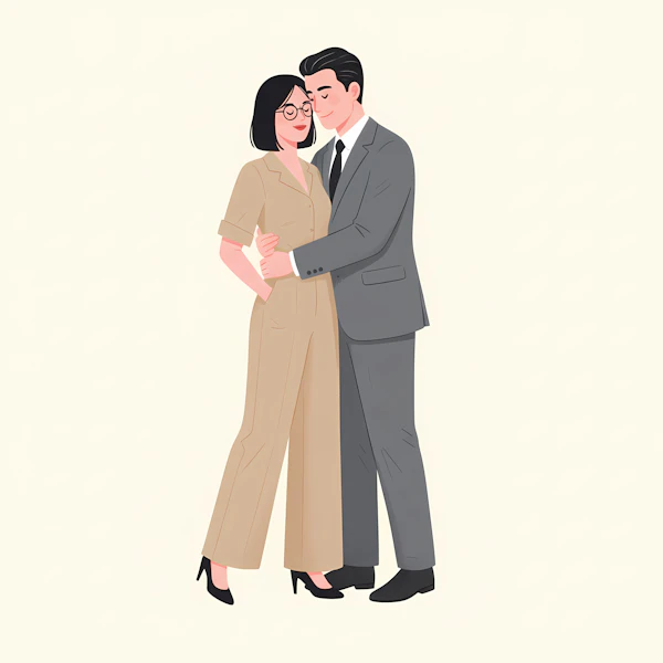 Stylized Couple Embrace