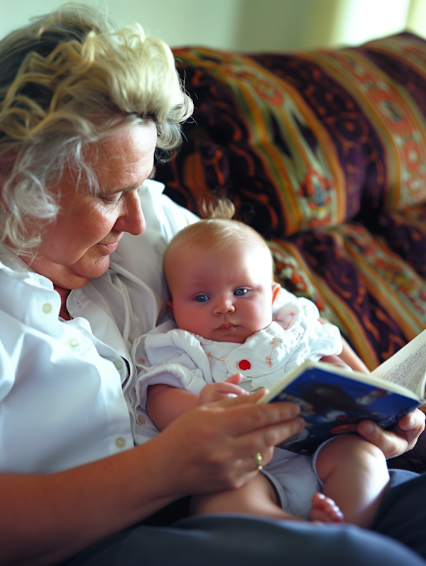 Elderly Woman Reading to Baby