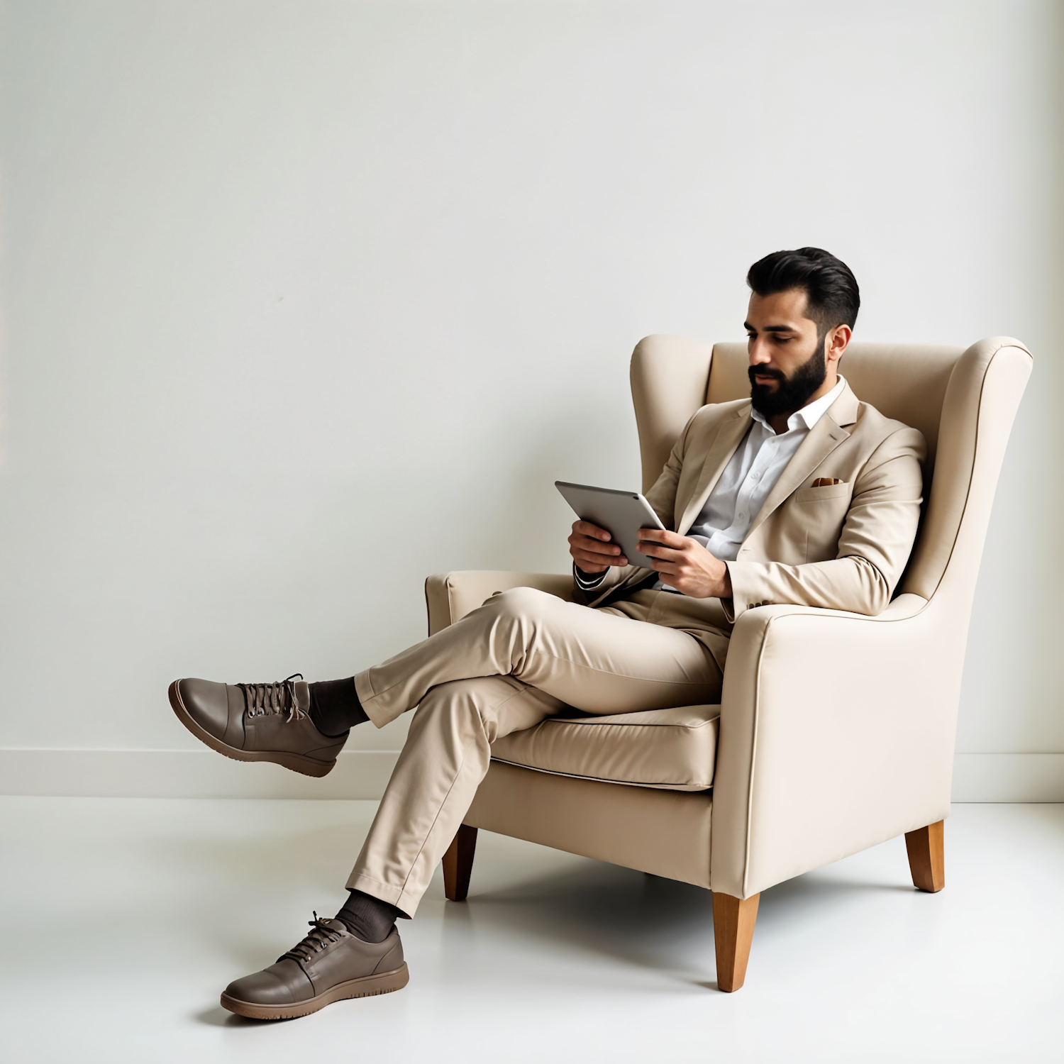 Man in Beige Suit