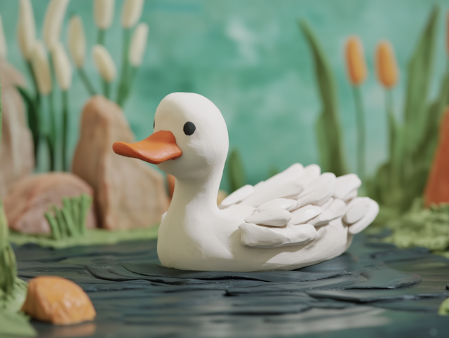 Clay Model of White Duck