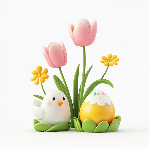 Cartoon Chick & Easter Egg