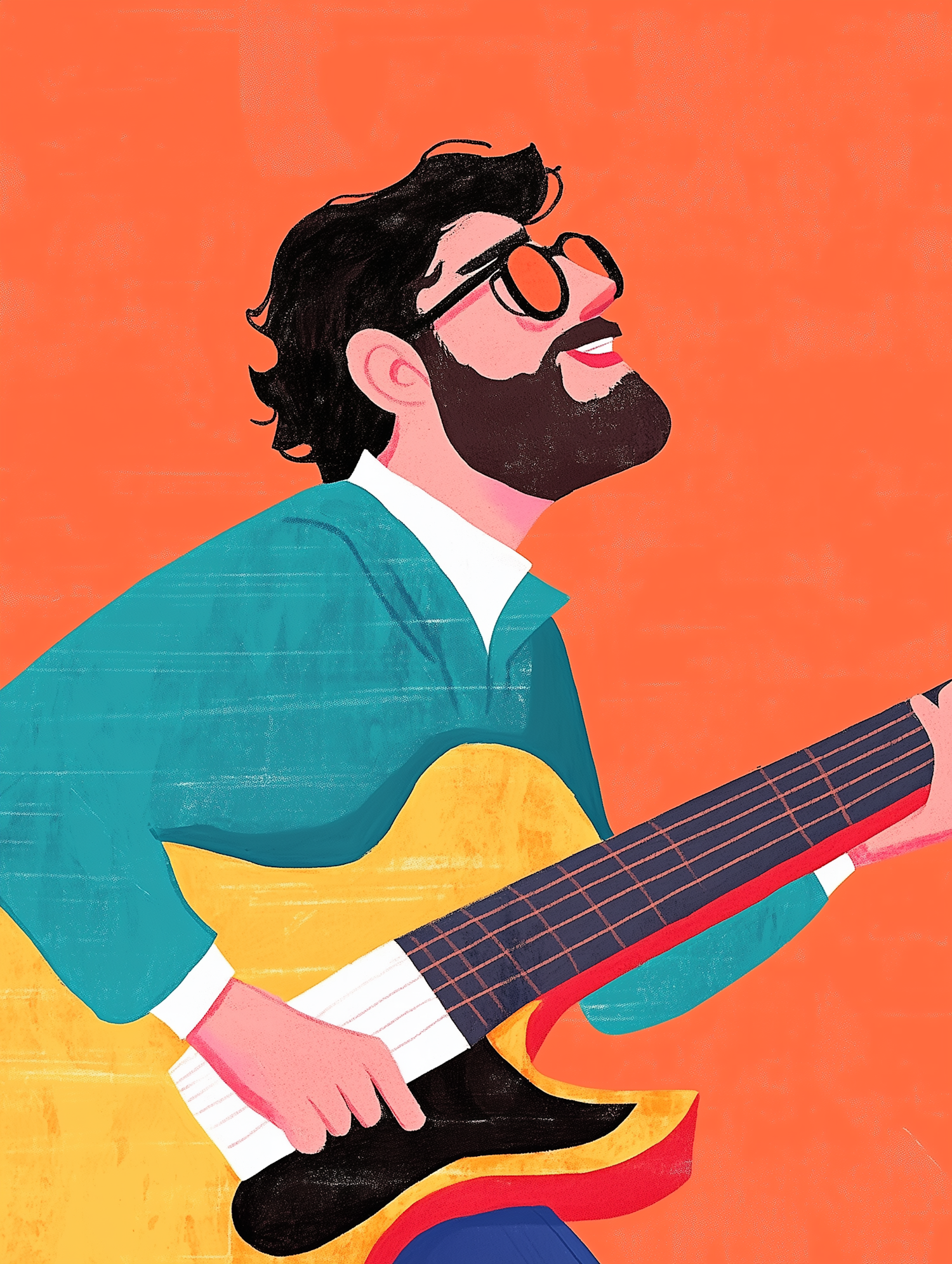 Joyful Guitar Player Illustration