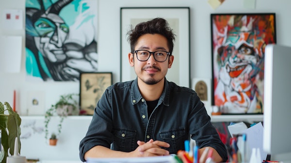 Asian Male at Artistic Workspace