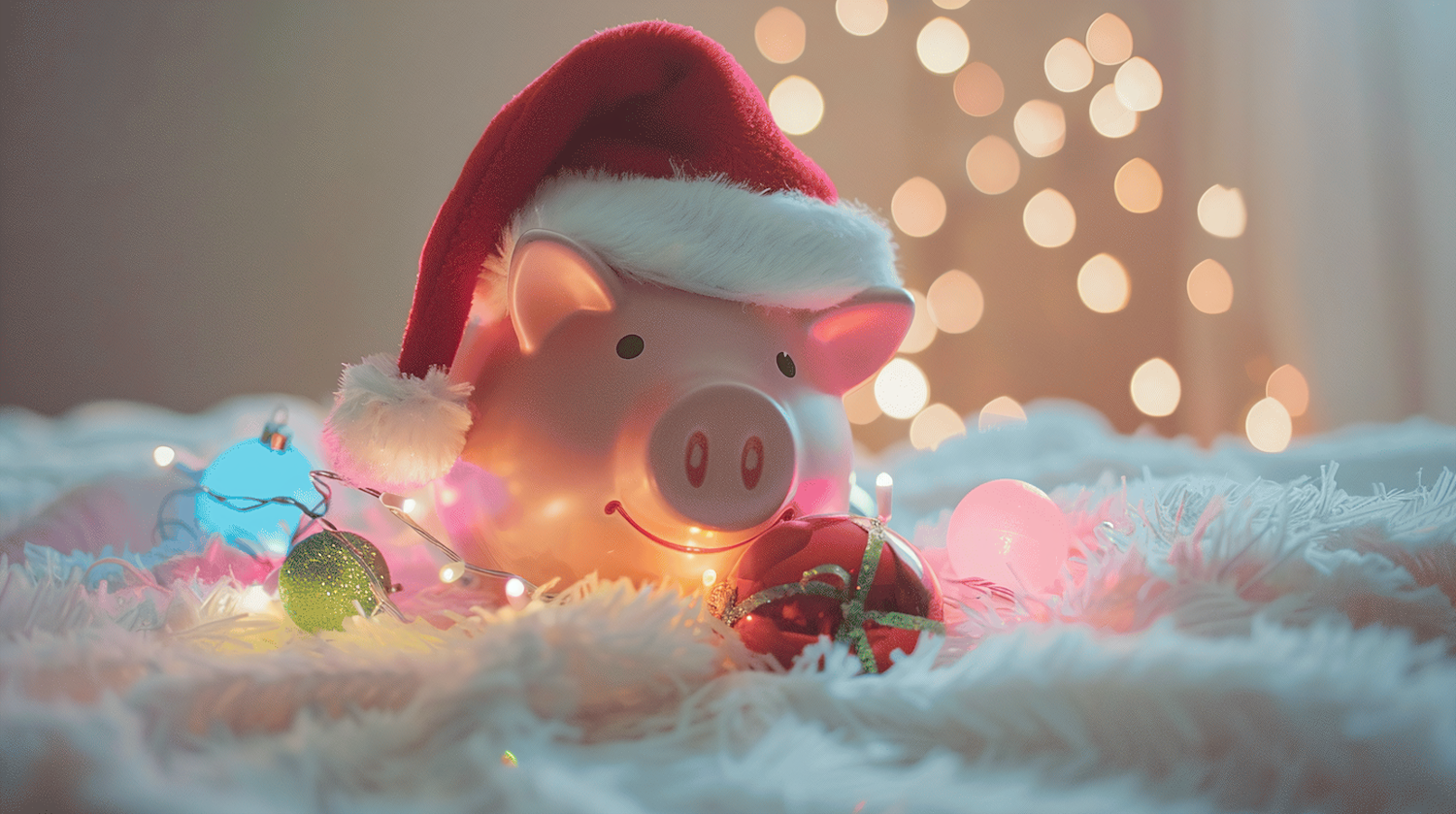 Festive Piggy Bank with Christmas Lights