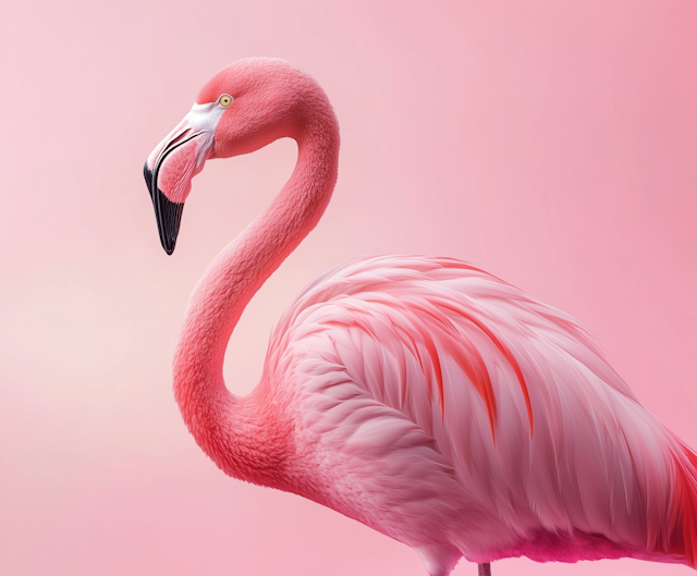 Elegant Flamingo on Pink Background