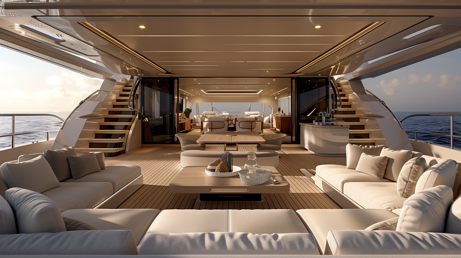 Luxurious Yacht Interior with Ocean View