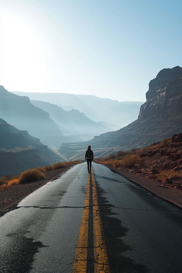 Lone Traveler on the Road to Solitude