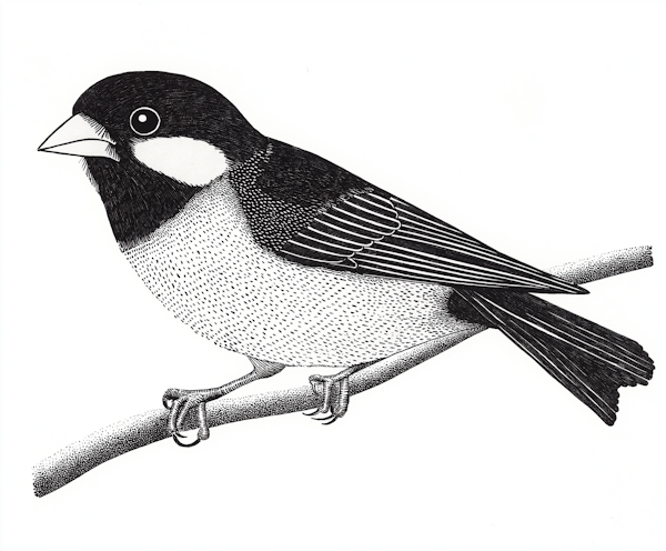 Ink Illustration of Perched Bird