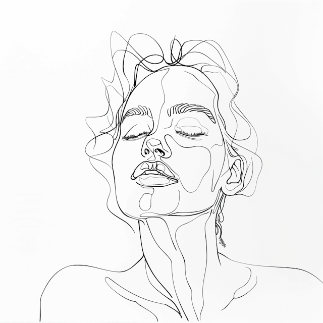 Minimalist Line Drawing of a Human Face