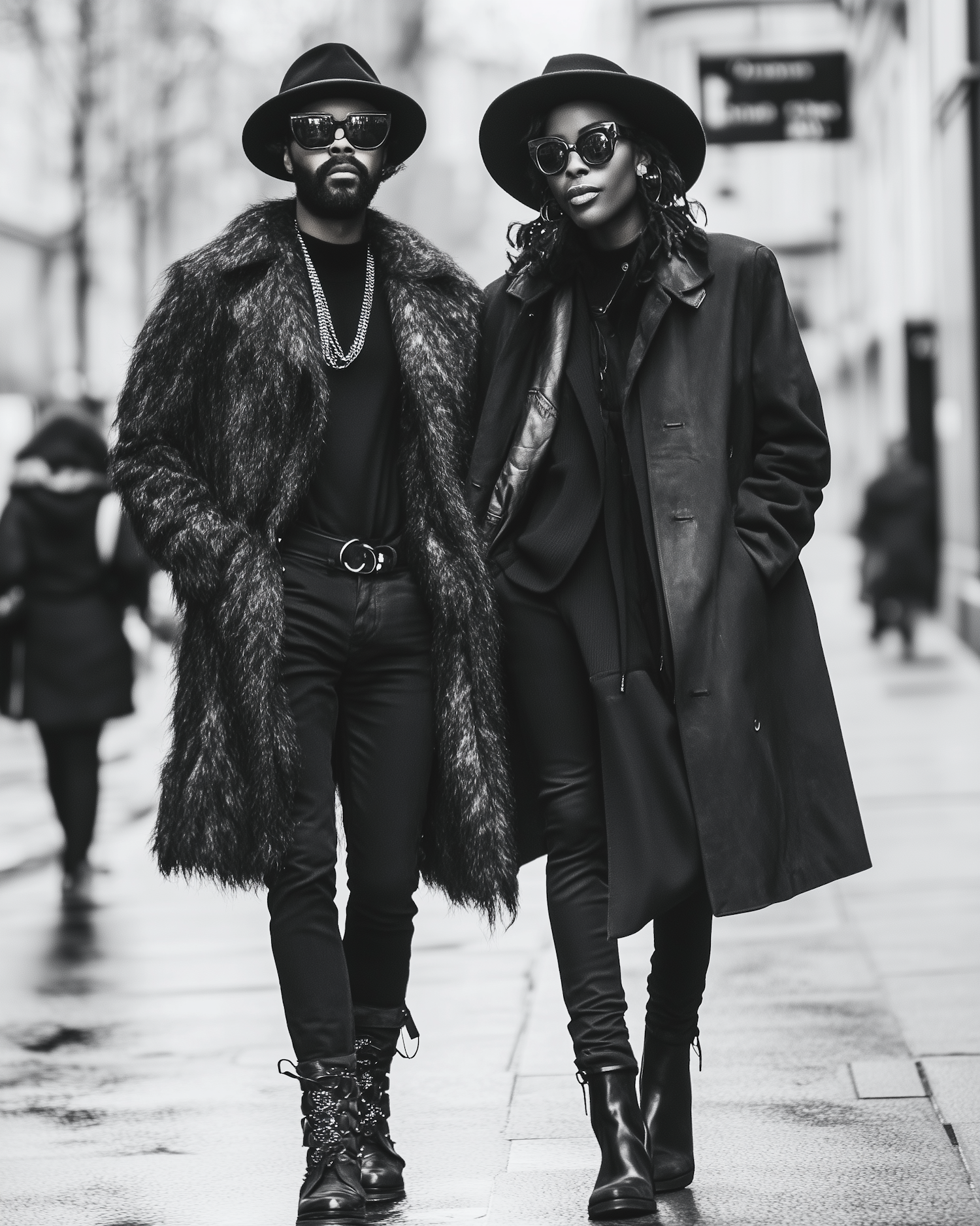 Stylish Duo on City Street