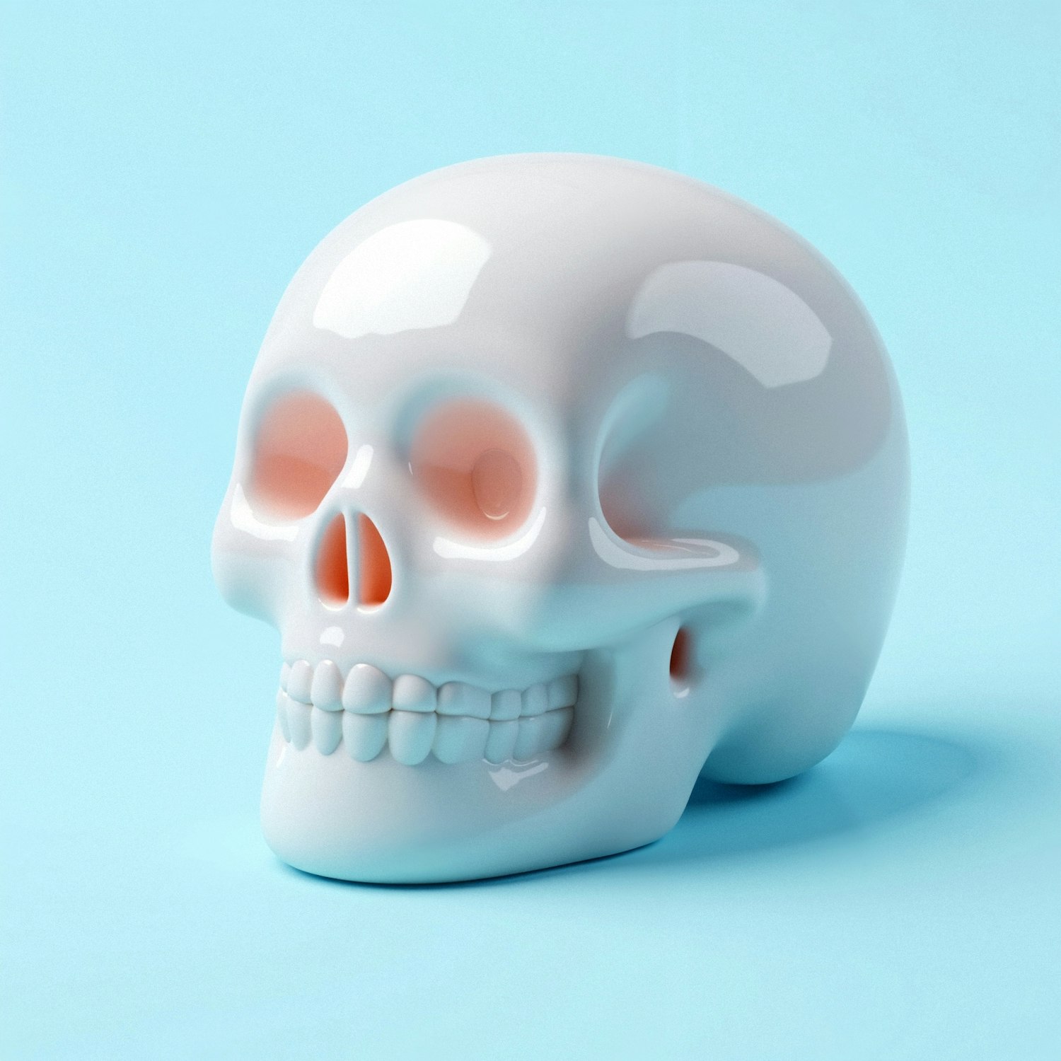 Stylized Glossy White Skull