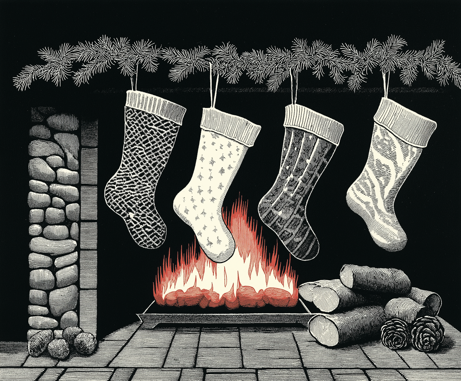 Cozy Festive Fireplace Scene