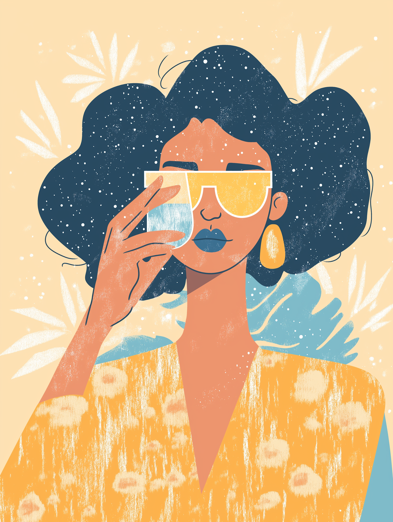 Stylized Woman with Yellow Sunglasses