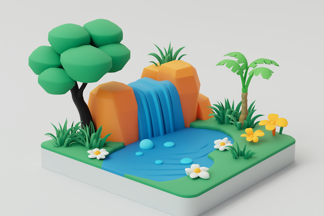 Whimsical Miniature Landscape 3D Model