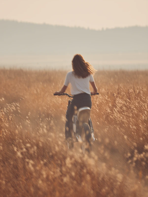 Cyclist in Golden Field