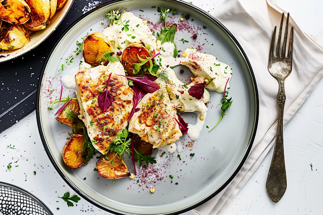 Elegantly Plated Grilled White Fish