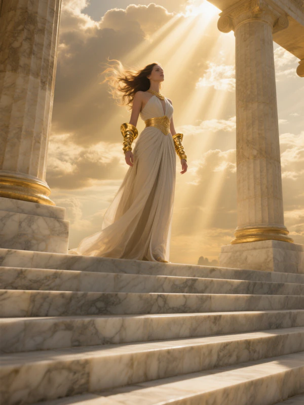 Graceful Woman on Stairs