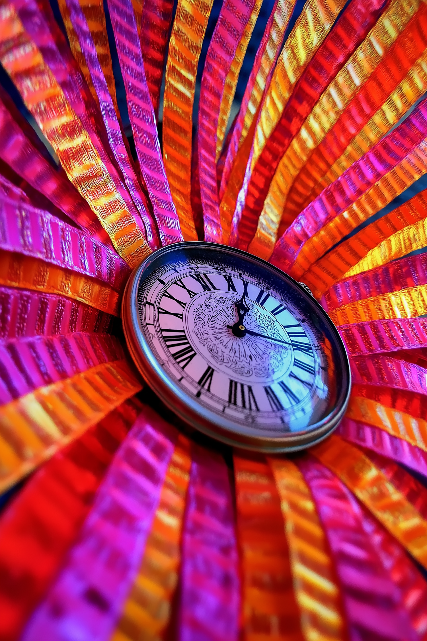 Vibrant Clock with Radiating Pattern