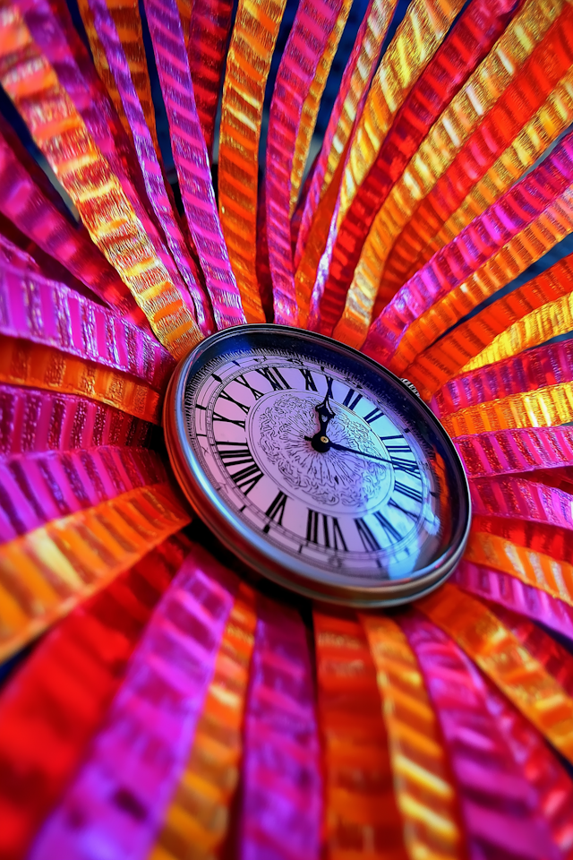 Vibrant Clock with Radiating Pattern