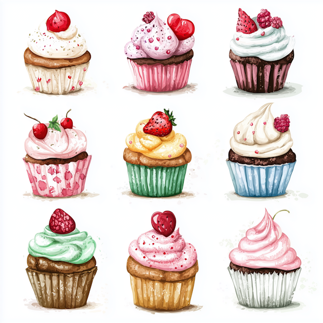 Whimsical Cupcake Grid