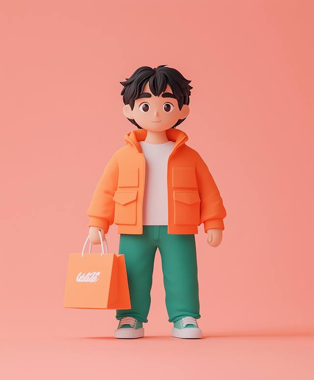 Stylized 3D Cartoon Young Male Shopper