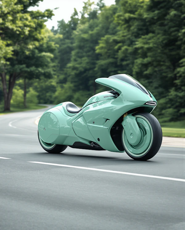 Futuristic Motorcycle Scene