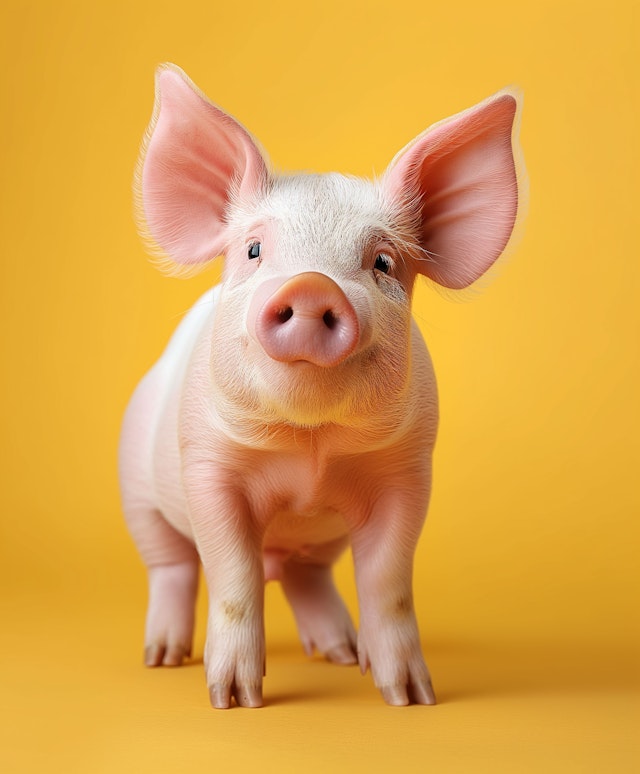 Upright Pink Pig Portrait