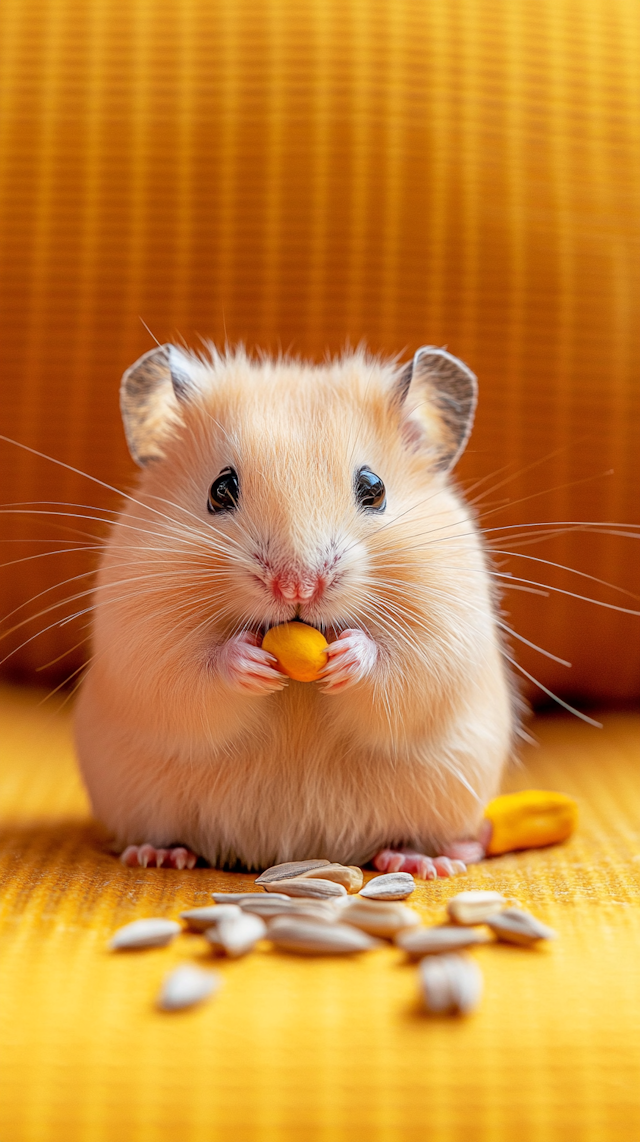 Adorable Hamster on Yellow Surface