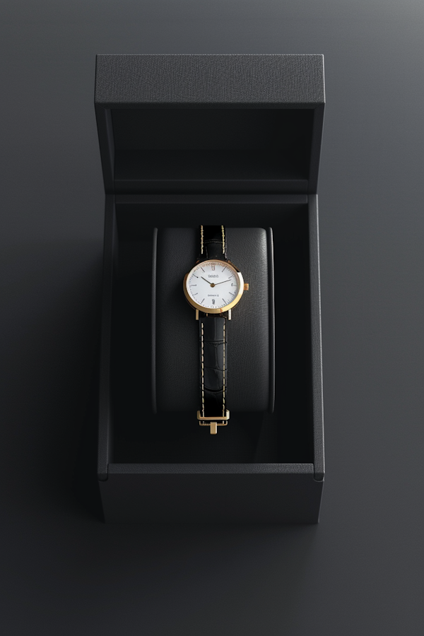 Elegant Gold and Black Watch in Box